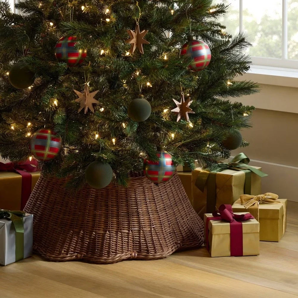 Set of 3‎ Burl Wood Star Christmas Ornaments Brown - Threshold Studio McGee